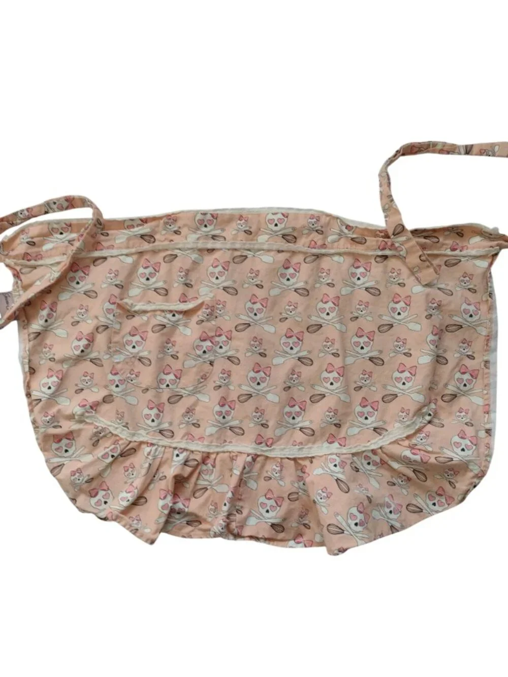 Retro Style Jessie Steele Apron OS Pink Skull Cotton w Removable Bib